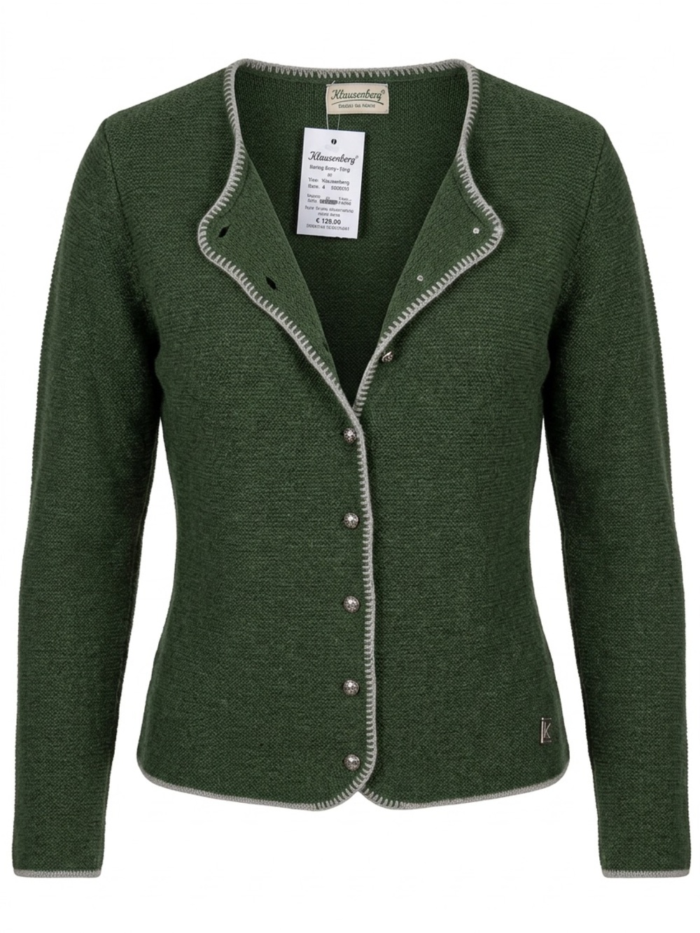Forest Green Trim Wool-Blend Cardigan